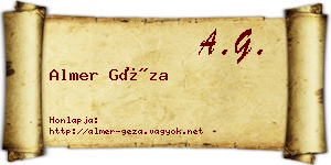 Almer Géza névjegykártya